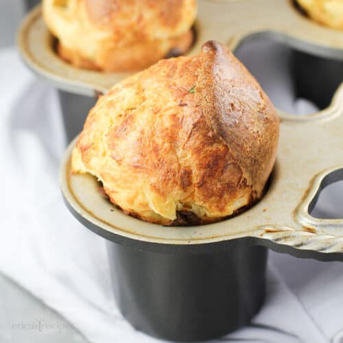 Gruyere popover with thyme in popover tin