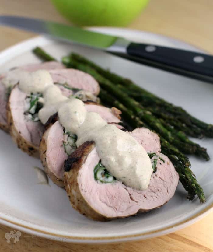 Apple Fennel Stuffed Pork with Irish Whiskey Sauce