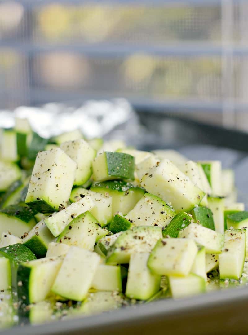 diced zucchini, ready to raost