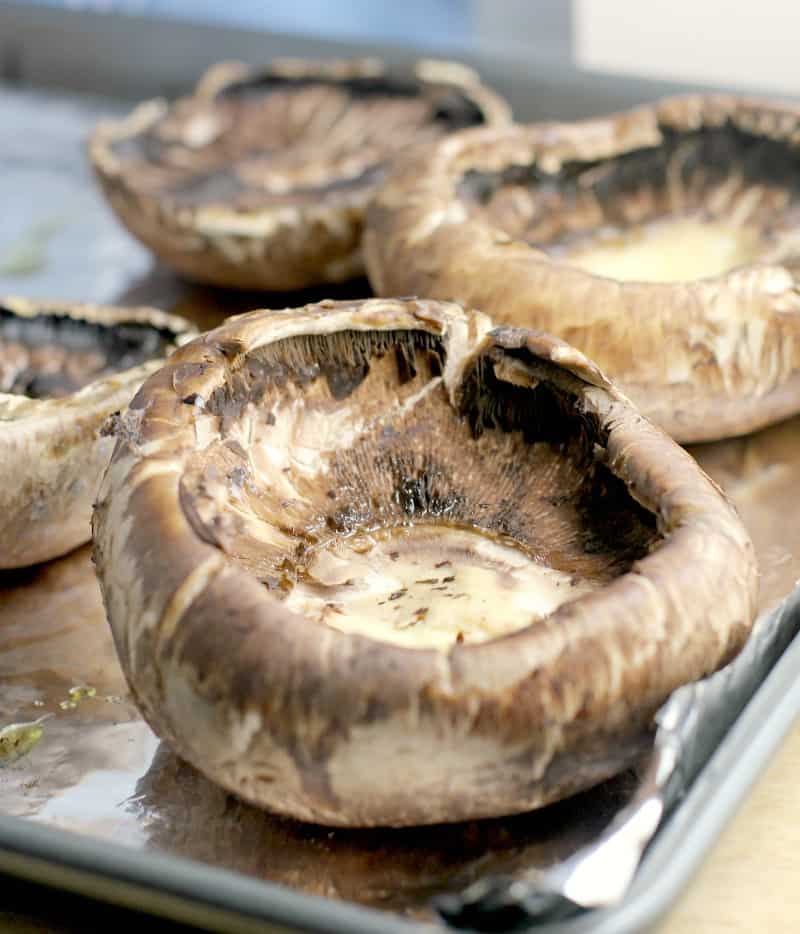 empty, cleaned portobello mushrooms cap