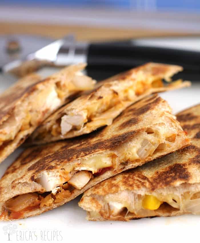 Chicken Tender Quesadilla with Sun-Dried Tomato Chutney from EricasRecipes.com
