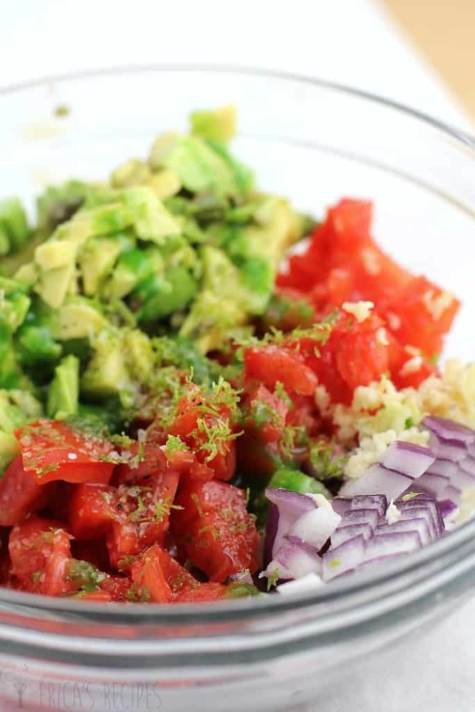 Coffee-Crusted Bone-in Ribeye with Avocado Relish from EricasRecipes.com