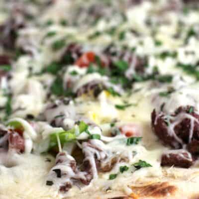 Grilled Philly Cheesesteak Pizza from EricasRecipes.com