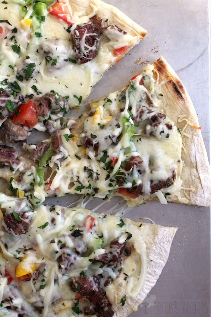 Grilled Philly Cheesesteak Pizza