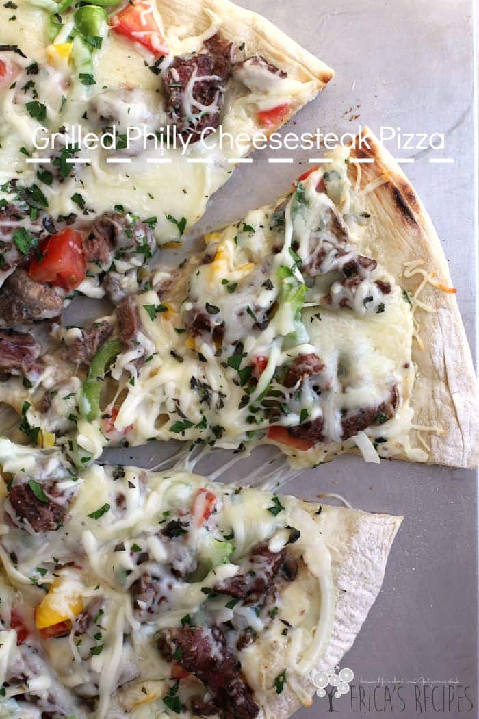 Grilled Philly Cheesesteak Pizza from EricasRecipes.com