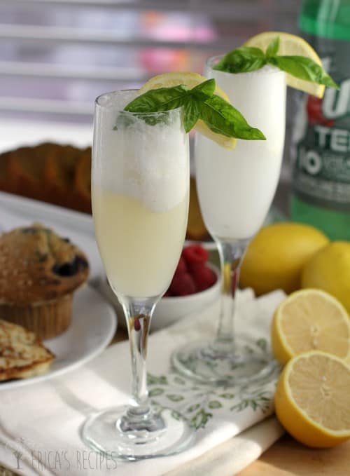 Lemon Basil Sherbet Mocktail (or Mimosa!)