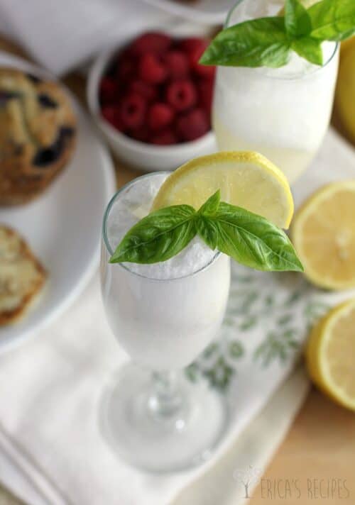 Lemon Basil Sherbet Mocktail (or Mimosa!)