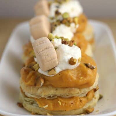 Pumpkin Pistachio Napoleon with White Chocolate Ganache from Ericasrecipes.com