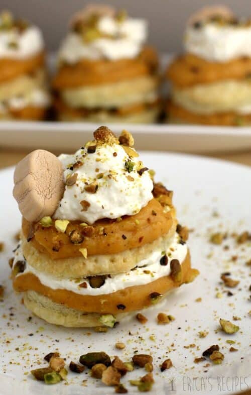 Pumpkin Pistachio Napoleon with White Chocolate Ganache from Ericasrecipes.com