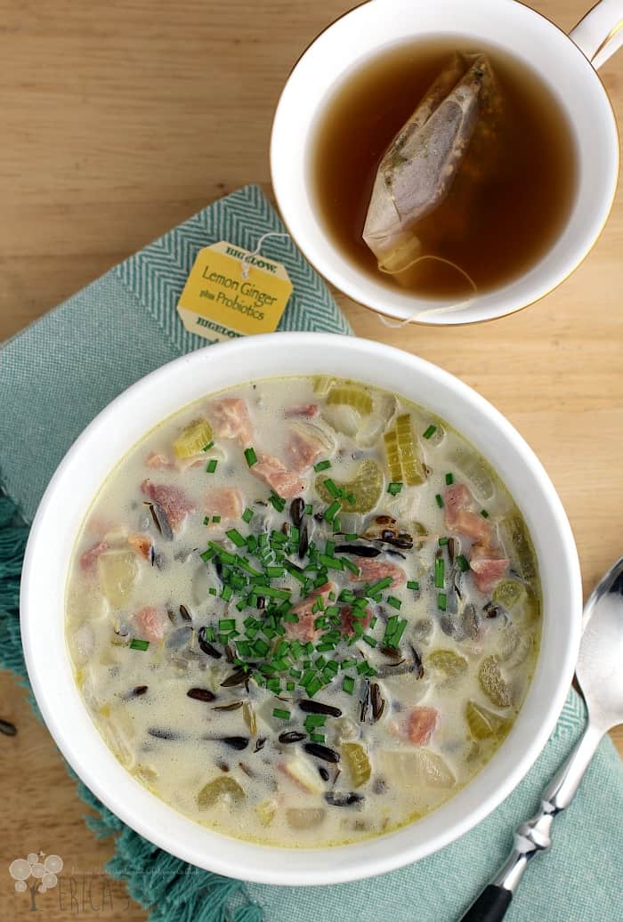 Soothing Lemon Ginger Ham and Wild Rice Soup