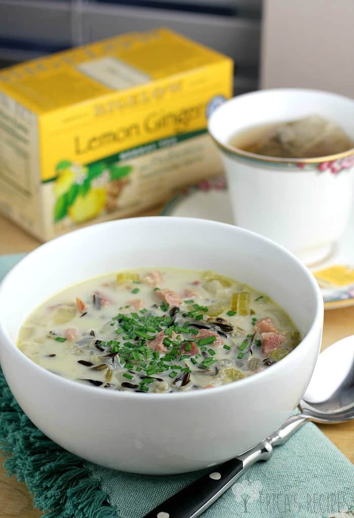 Soothing Lemon Ginger Ham and Wild Rice Soup