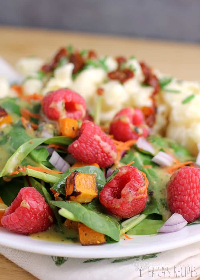 Sweet Winter Salad with Butternut Squash and Raspberries