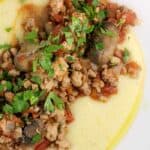 Turkey Bolognese over Smoked Gouda Grits {A Freezer-to-Crockpot Meal}