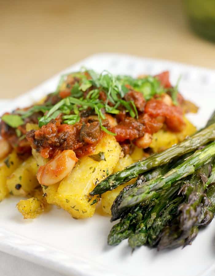 Quick Bolognese over Polenta Fries