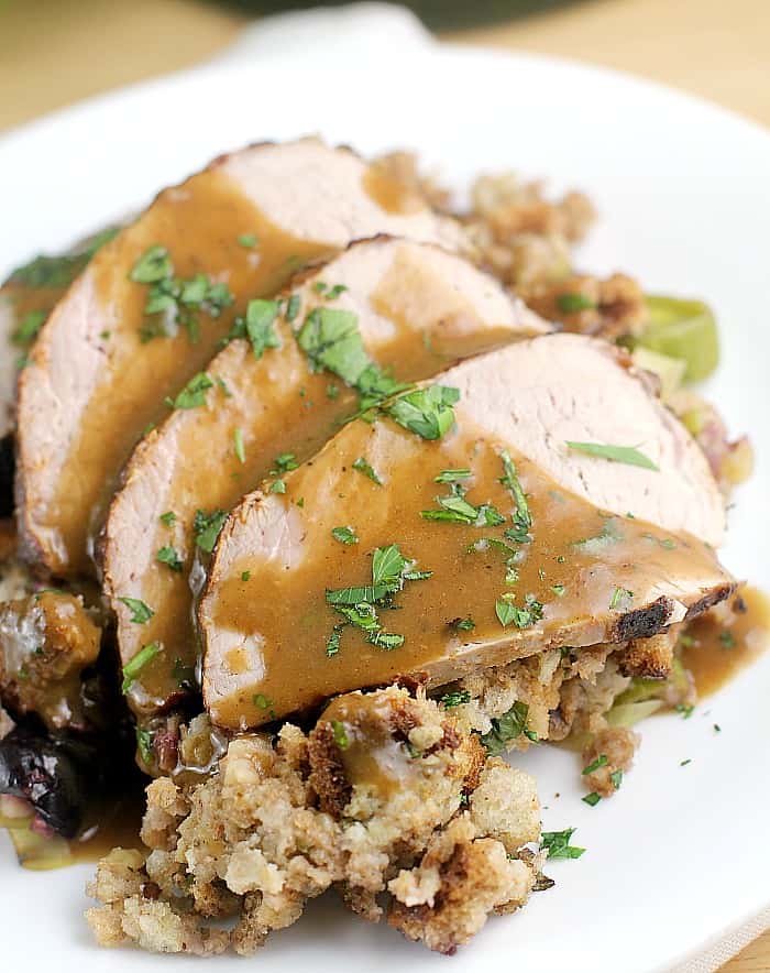 Roasted Tenderloin with Cherry-Leek Dressing