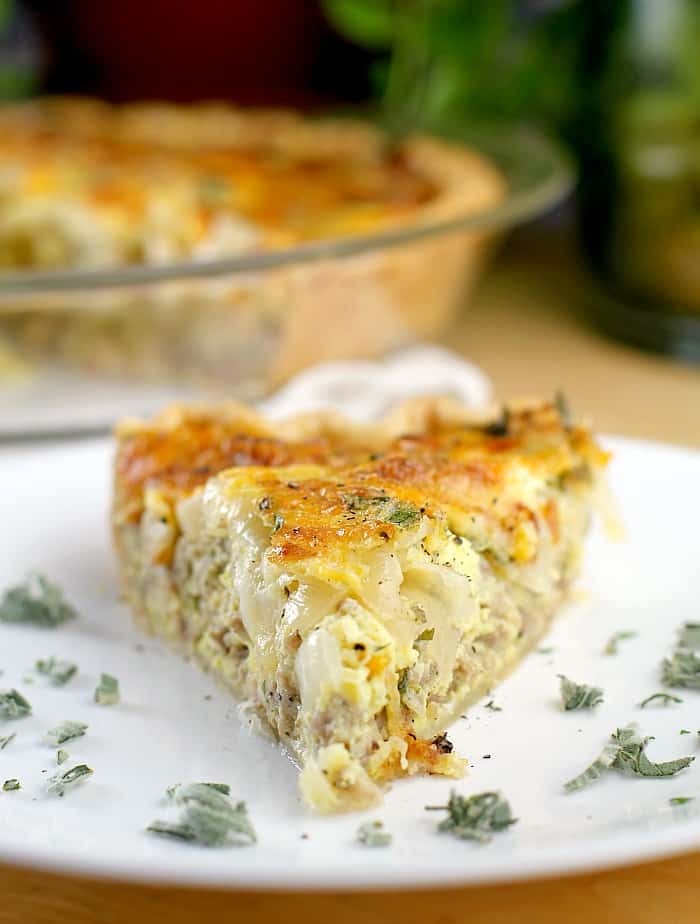 serving of quiche on white plate