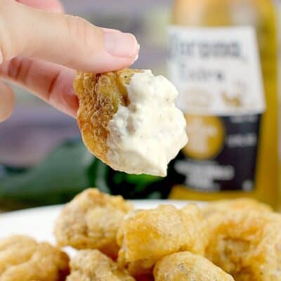 Msg 4 21+ Beer-Battered Mushrooms with Poblano & Beer Queso #SummertimeCerveza #ad @coronaextrausa @Walmart