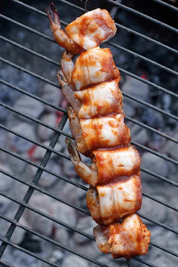 Bacon-Wrapped BBQ Stuffed Shrimp #GrillGatingHero #GrillGating #ad