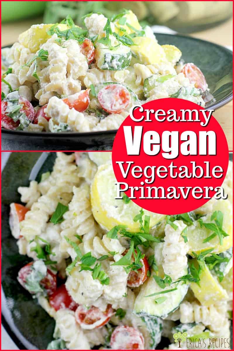 Creamy Vegan Vegetable Primavera. Fresh vegetables and pasta surrounded in the most satisfying, dreamy, dairy-free cream sauce ever. #recipe #food #vegan #vegetarian #healthy