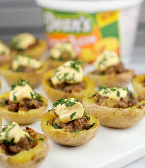 Mini Cheeseburger Potato Bites #DeansDreamBig #ad