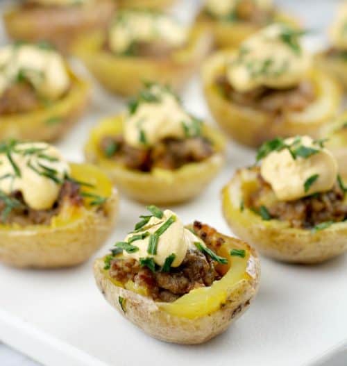 Mini Cheeseburger Potato Bites #DeansDreamBig #ad