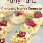 pin image with text overlay Mini Sausage Party Tarts