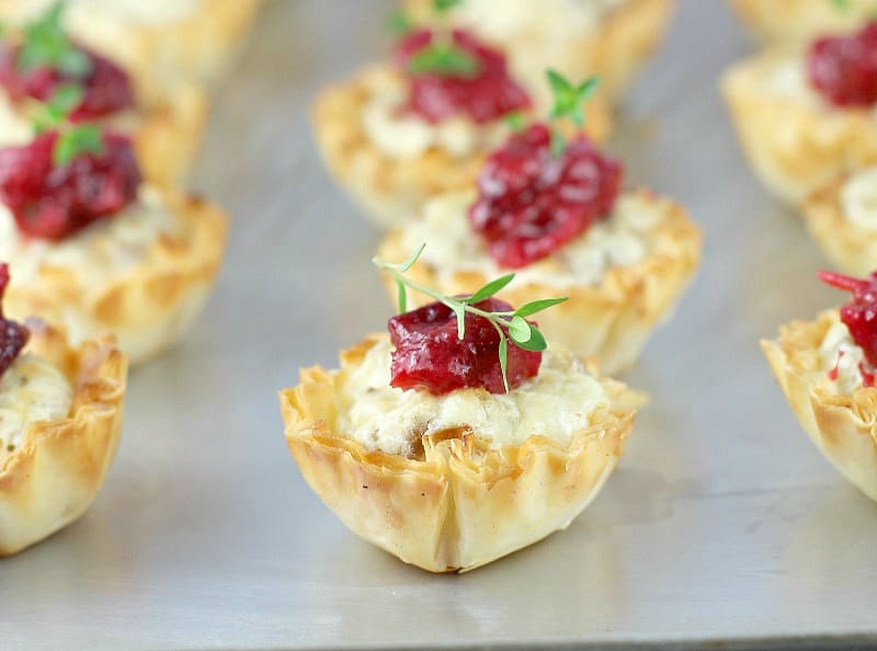 Mini Sausage Party Tarts with Cranberry Mango Compote