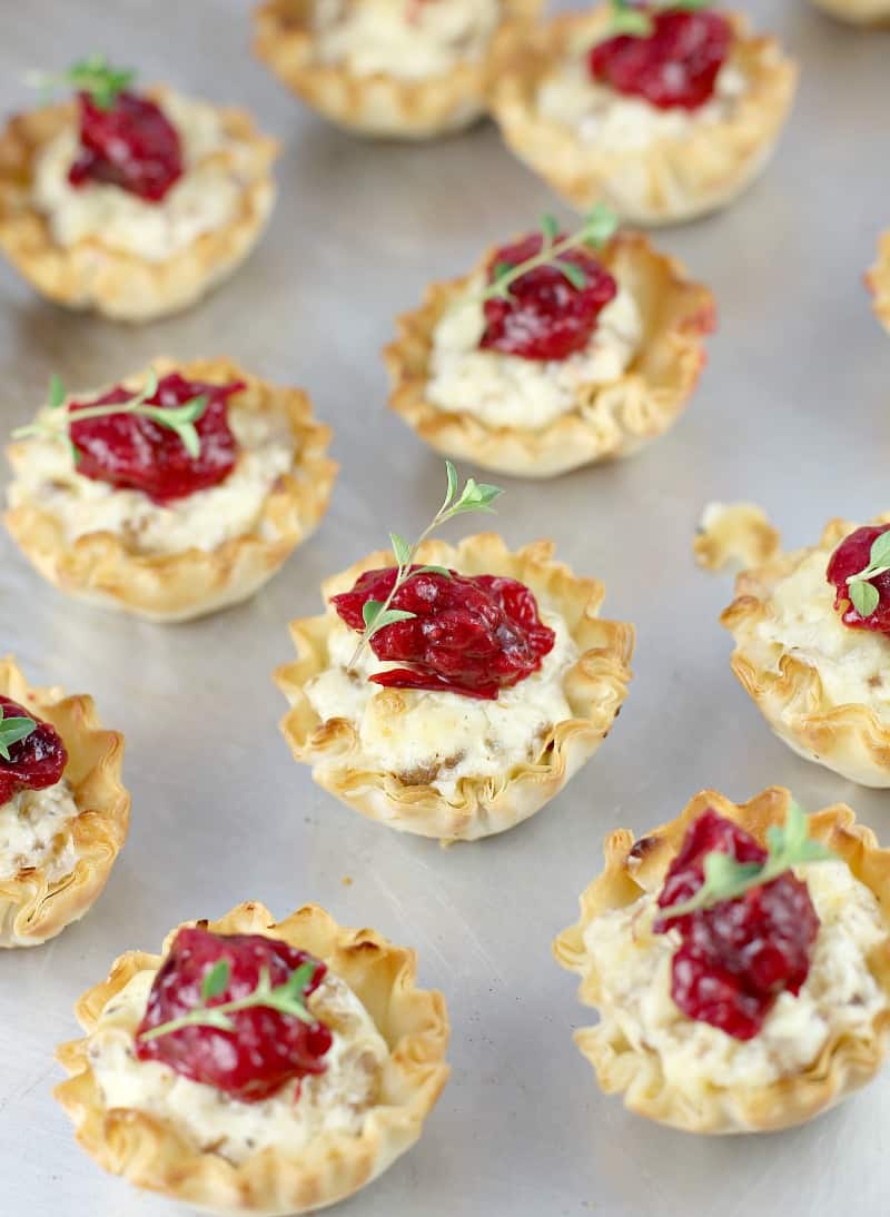 Mini Sausage Party Tarts with Cranberry Mango Compote