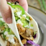 pin image with text overlay Instant Pot Chicken Tacos