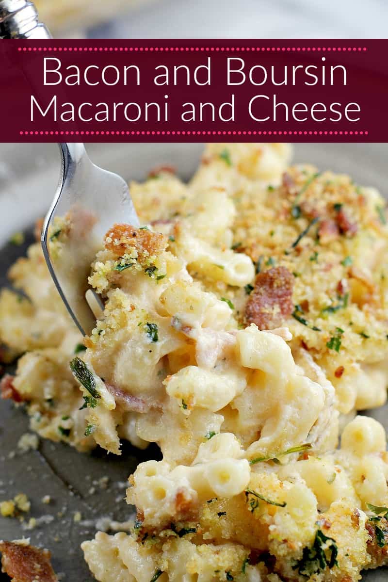 Bacon and Boursin united in a creamy macaroni and cheese. Bacon and Boursin Macaroni and Cheese is the cheesy mac recipe dreams are made of. 