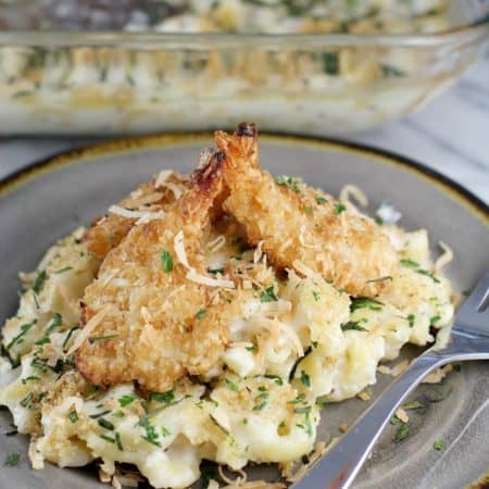 Coconut Shrimp Macaroni and Cheese