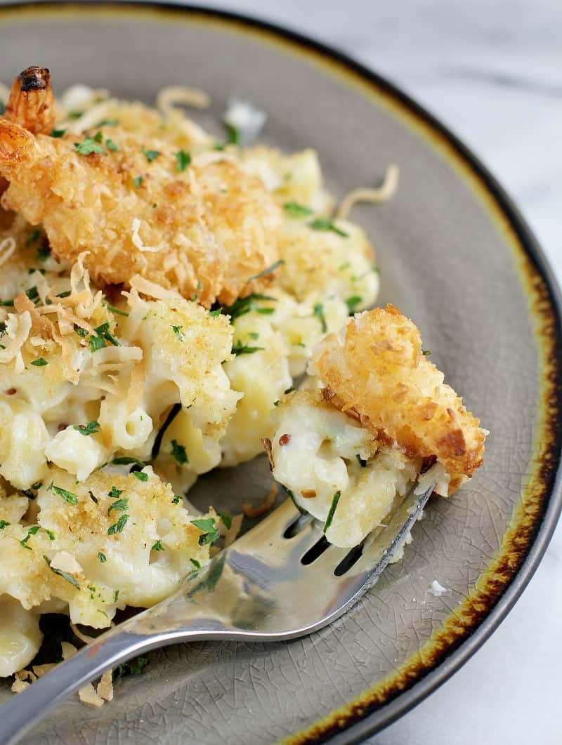 Coconut Shrimp Macaroni and Cheese