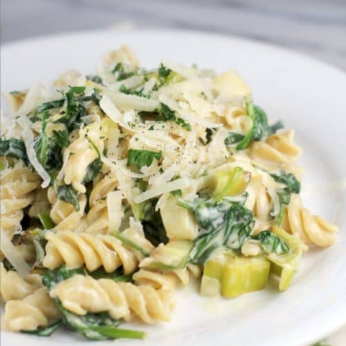 Creamy Spinach and Leek Rotini (Gluten-Free) – Erica's Recipes