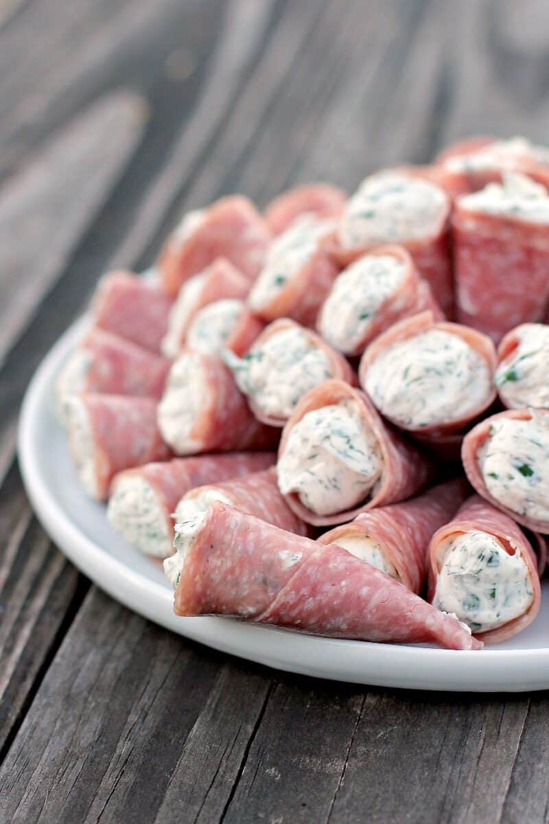 close view of one salami appetizer