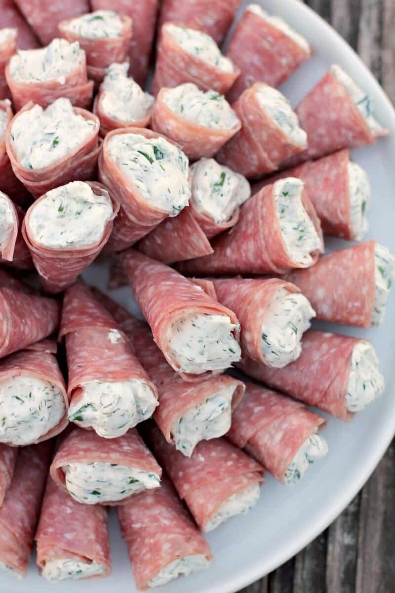 top down close view of cream cheese rollups