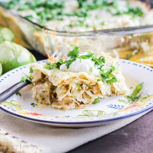 side view to show layers of casserole