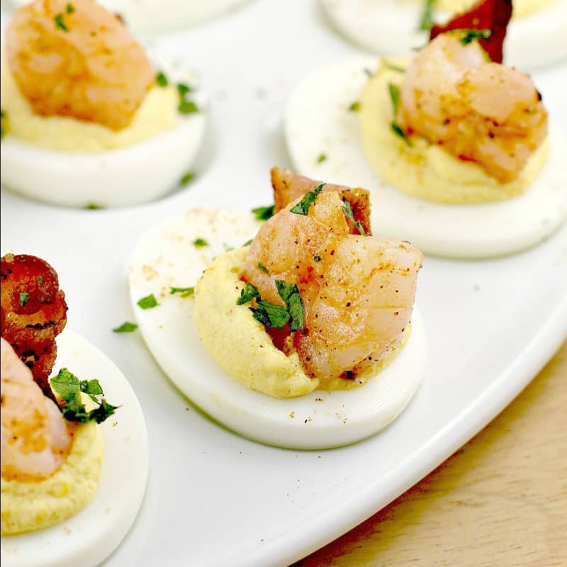 close view of a finished deviled egg