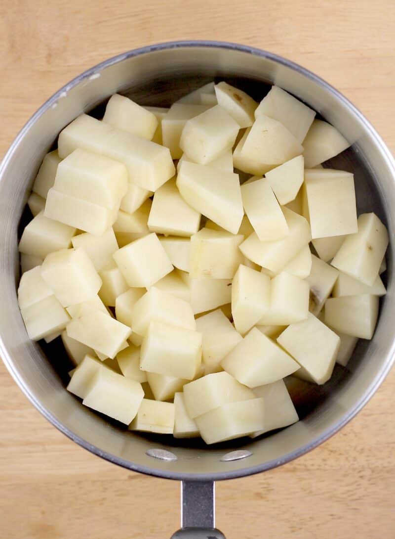 diced potato in a pot