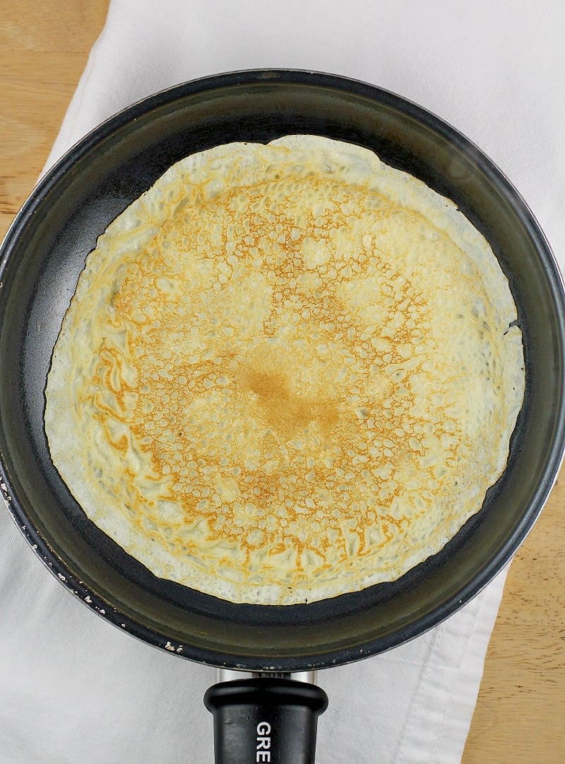 cooked crepe in a pan