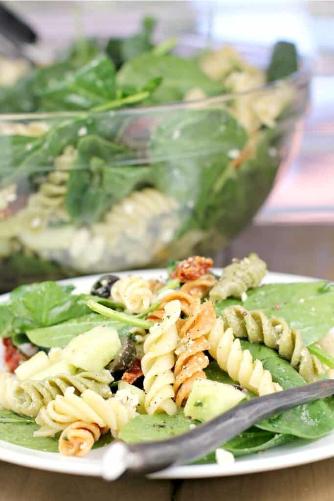 Rotini Pasta Salad with Spinach Erica's Recipes Potluck recipe