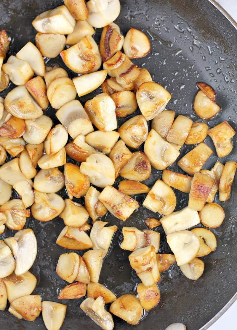 browned mushrooms in skillet