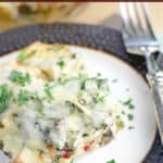 image for pinterest with recipe title Christmas Croissant Breakfast Casserole