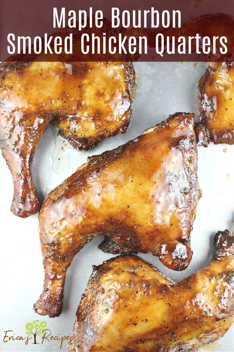 image for sharing on social media with text overlay of recipe title; image is fork holding chicken