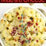 image for pinterest sharing with text overlay White Wine Mac and Cheese