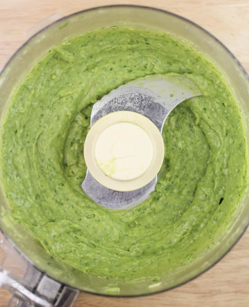 green sauce in a food processor