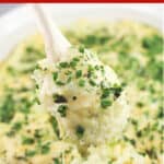 image for pinterest sharing with text overlay recipe title Gruyere, Garlic, and Gouda Mashed Potatoes
