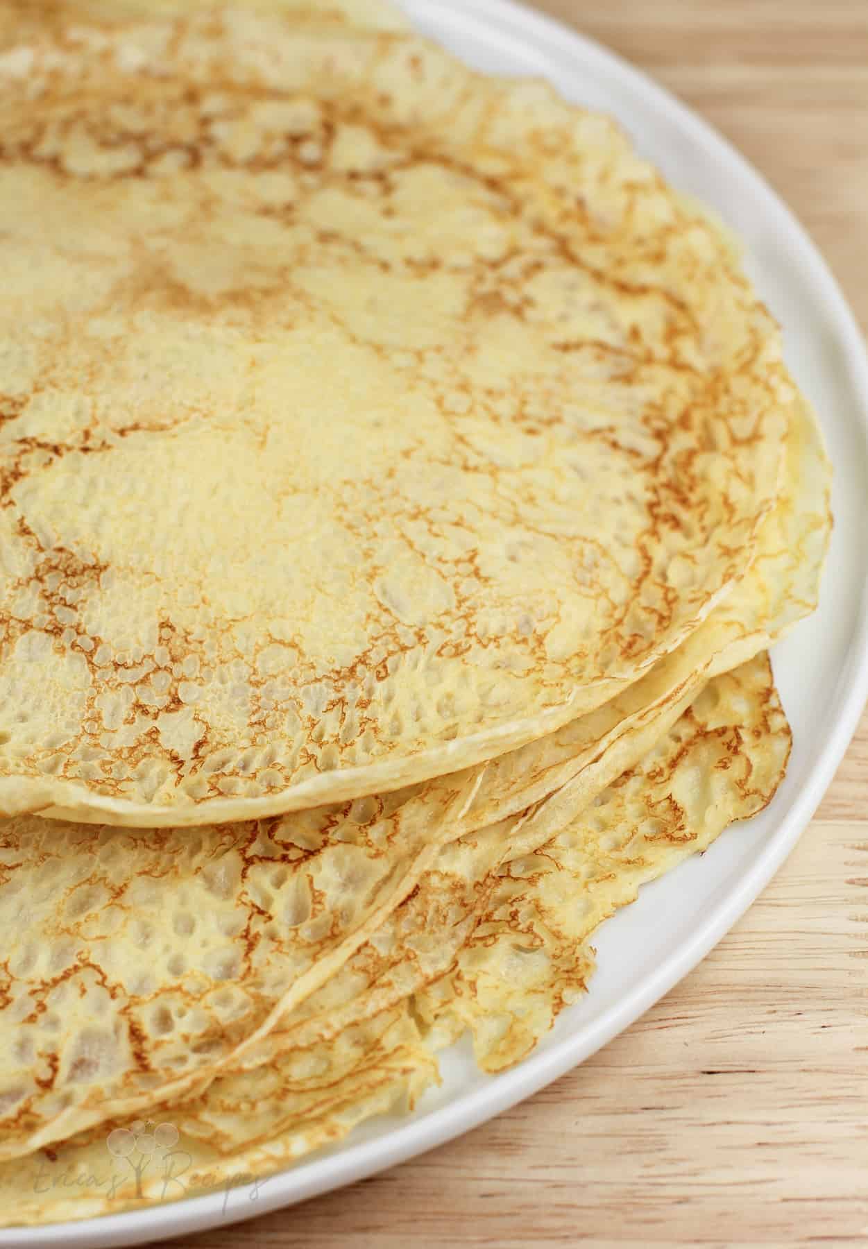 crepes stacked on white dish