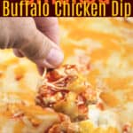 image for pinterest sharing with text overlay recipe title Smoked Buffalo Chicken Dip