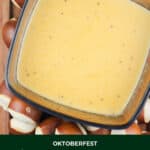 image for pinterest with text overlay recipe title german beer cheese