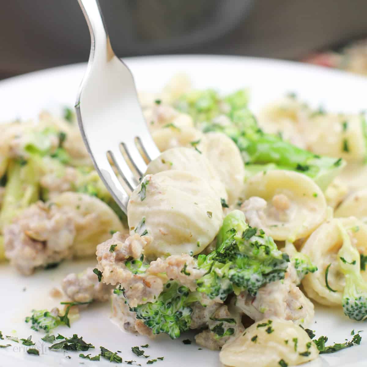 Broccoli and Sausage with Orecchiette Pasta